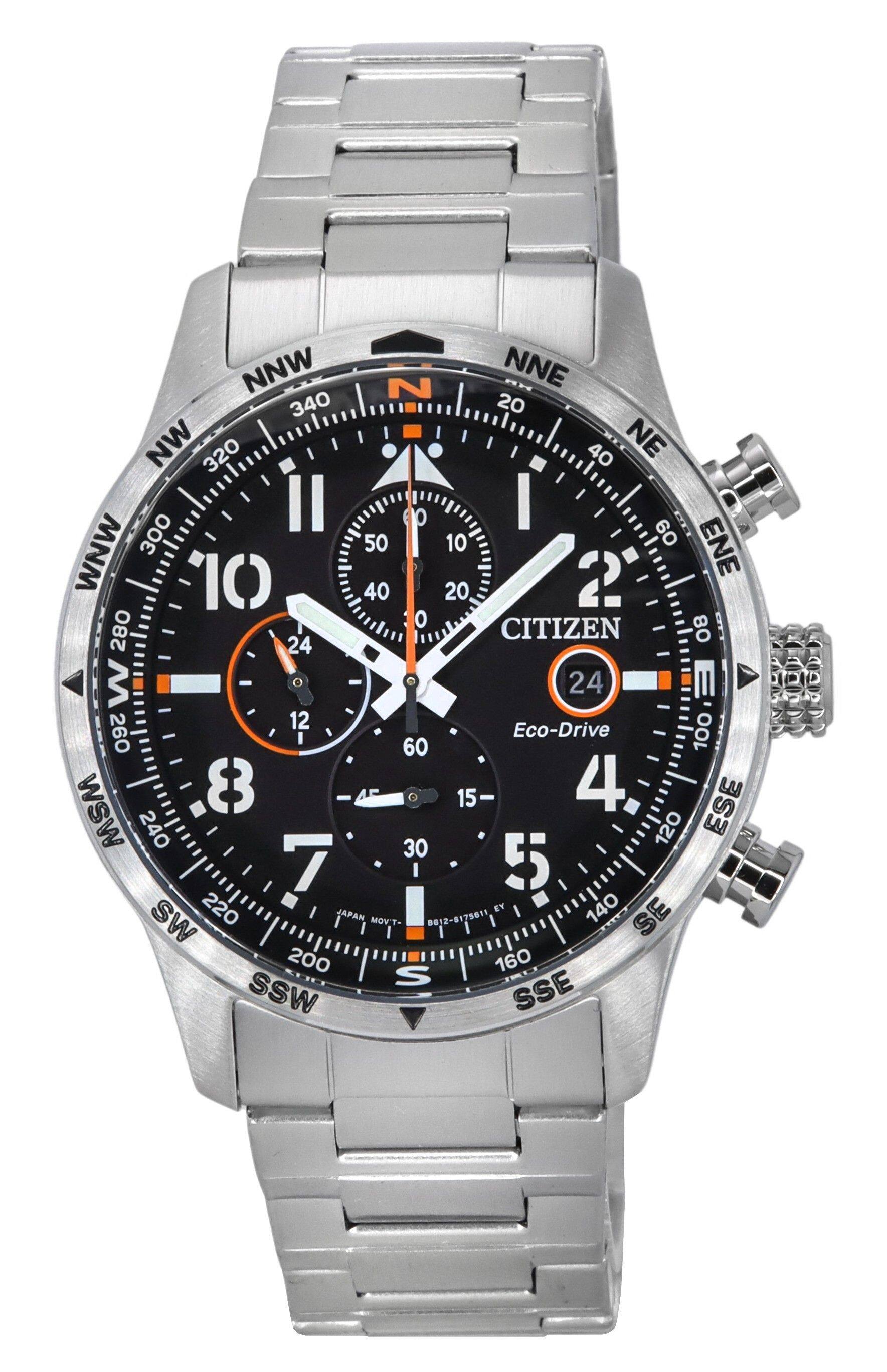 Citizen Eco Drive Chronograph Stainless Steel Black Dial CA0790