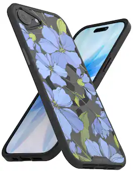 Smartish - iPhone 17e/16e MagSafe Case - Gripmunk Protective Slim Grip Magnetic Cover - Blossoms - Blue