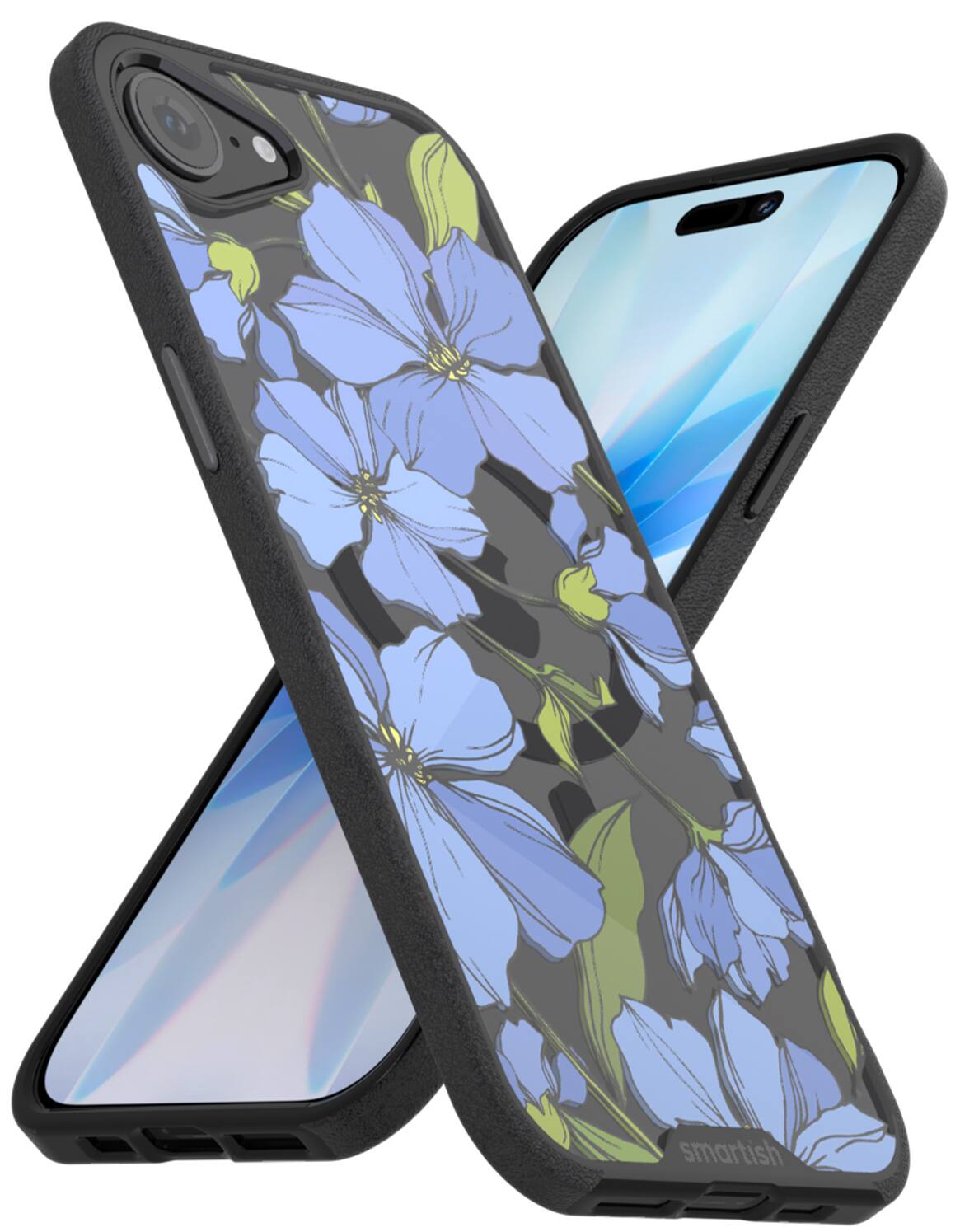 Smartish - iPhone 17e/16e MagSafe Case - Gripmunk Protective Slim Grip Magnetic Cover - Blossoms - Blue