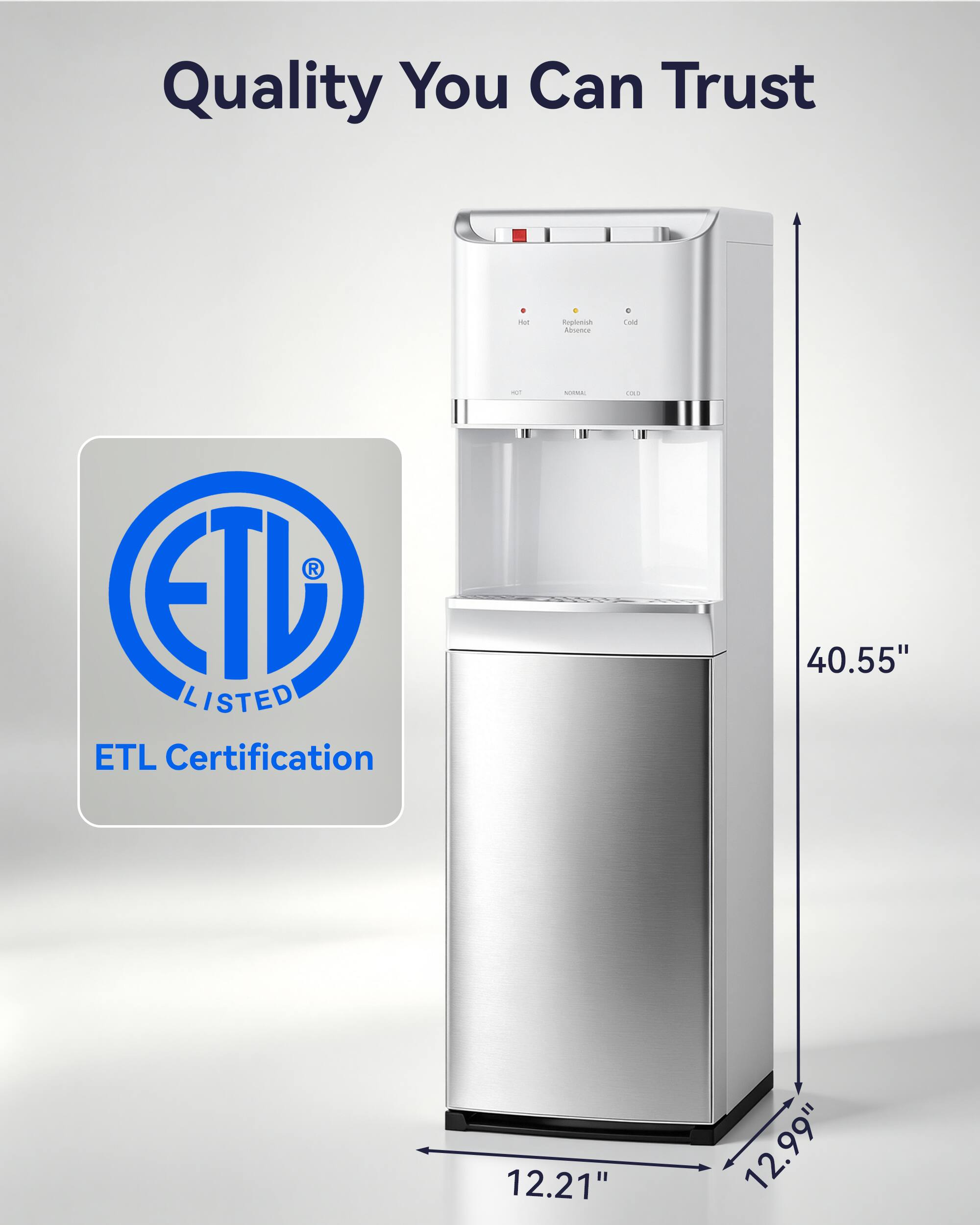 Quality You Can Trust

Replenish Absence

C Cold

ETL Certification

40.55"
12.21"
12.99"