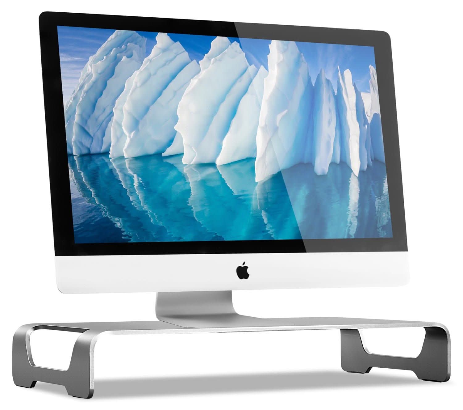 Angle. Mount-It! - Slim Aluminum Monitor & Laptop Riser Stand with Elevated Desk Space and 44 lb Support for 11″–32″ Screens, Silver - Silver.