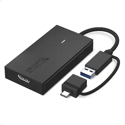 Front. Plugable - Universal Video Graphics Adapter for USB 3.0 and USB-C for Macs Windows - Extend HDMI Monitor up to 1440p@60Hz - Black.