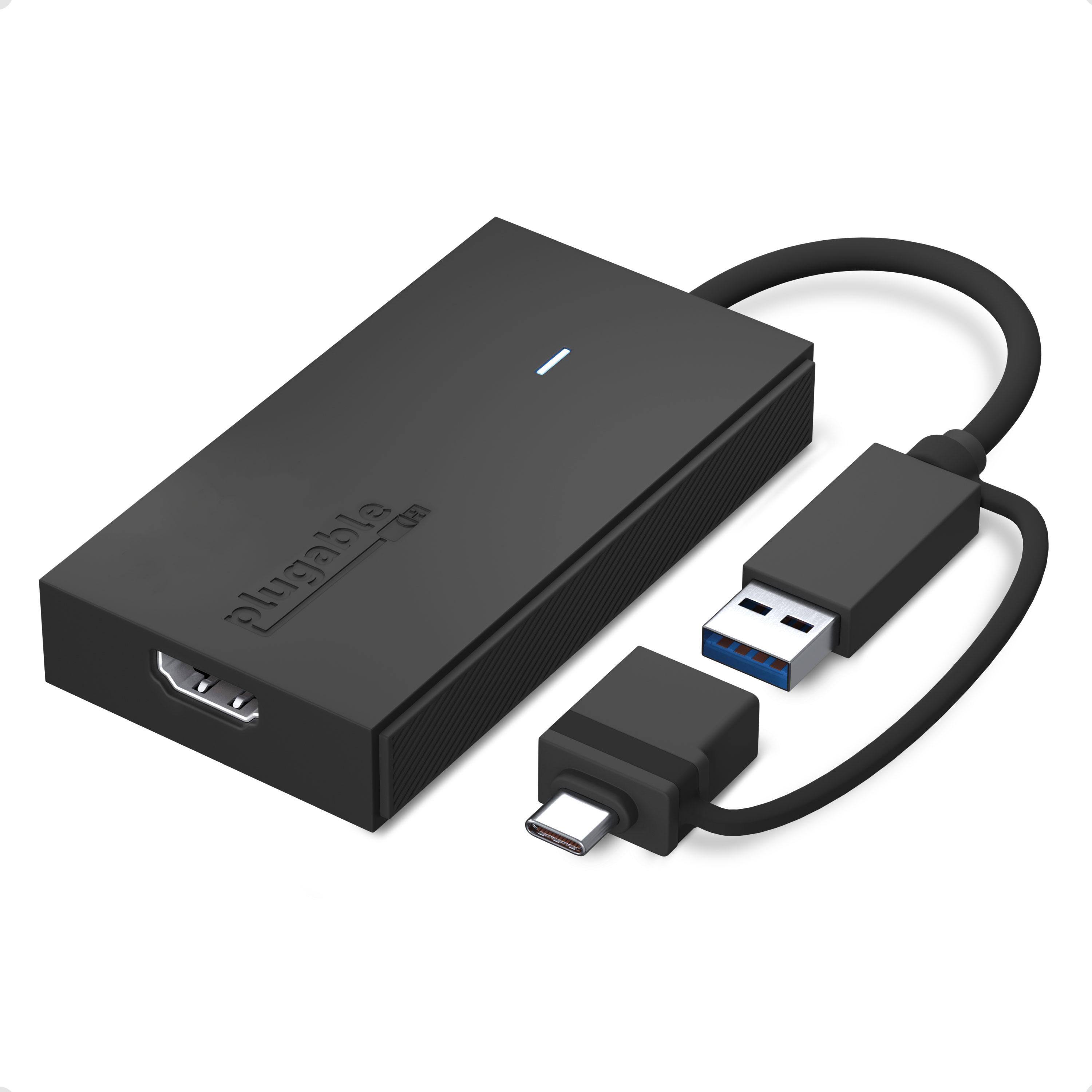 Front. Plugable - Universal Video Graphics Adapter for USB 3.0 and USB-C for Macs Windows - Extend HDMI Monitor up to 1440p@60Hz - Black.