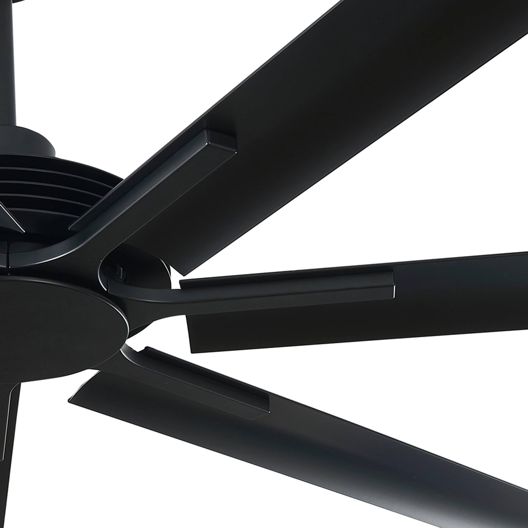 Alt View 6. Parrot Uncle - 84" Industrial Aluminum 7-Blade Black Extra Large Ceiling Fan with Remote - Matte Black.