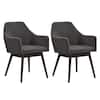 Front. Costway - Costway Dining Chairs Set of 2 Upholstered Accent Chairs with Comfy Padded Backrest - Dark Gray.