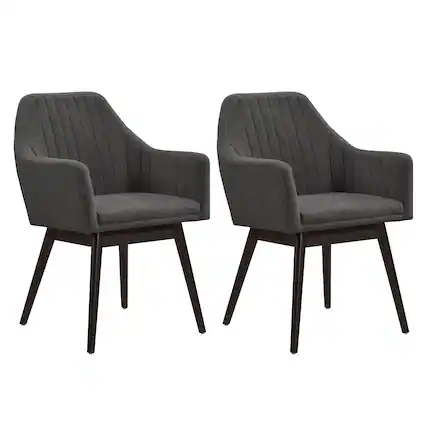 Front. Costway - Costway Dining Chairs Set of 2 Upholstered Accent Chairs with Comfy Padded Backrest - Dark Gray.