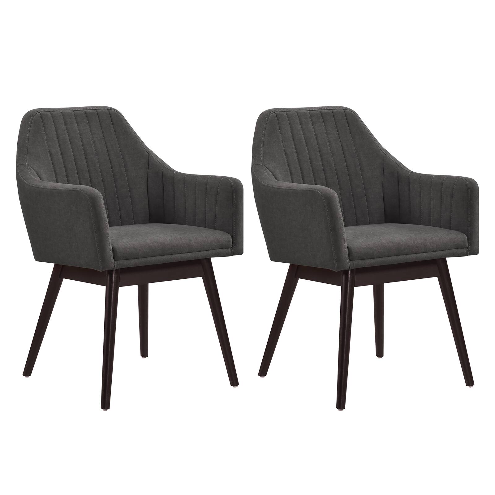 Costway - Dining Chairs Set of 2 Upholstered Accent Chairs with Comfy Padded Backrest - Dark Gray