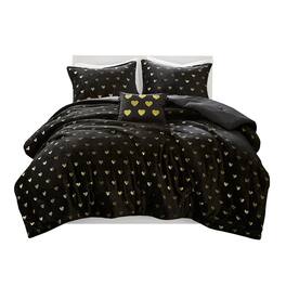Gracie Mills - Elysia Metallic Printed Plush Comforter Set - Black/Gold