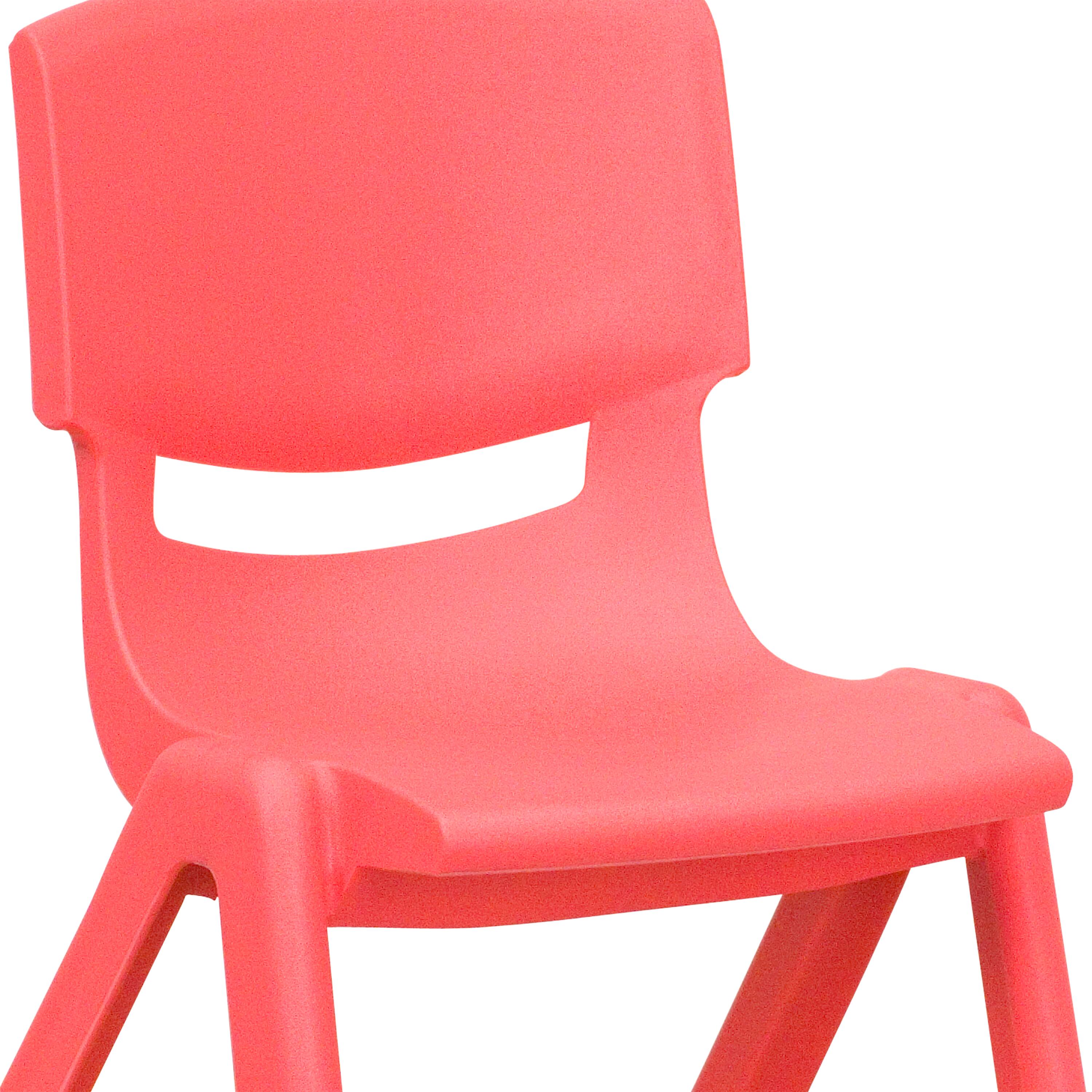 Alt View 9. Emma + Oliver - 4 Pack Plastic Stack School Chair with 12" Seat Height - Kids Chair - Red.
