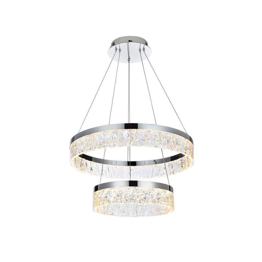 Alt View 2. Elegant Lighting - Linden 22 inch Adjustable LED chandelier in Chrome - Chrome.