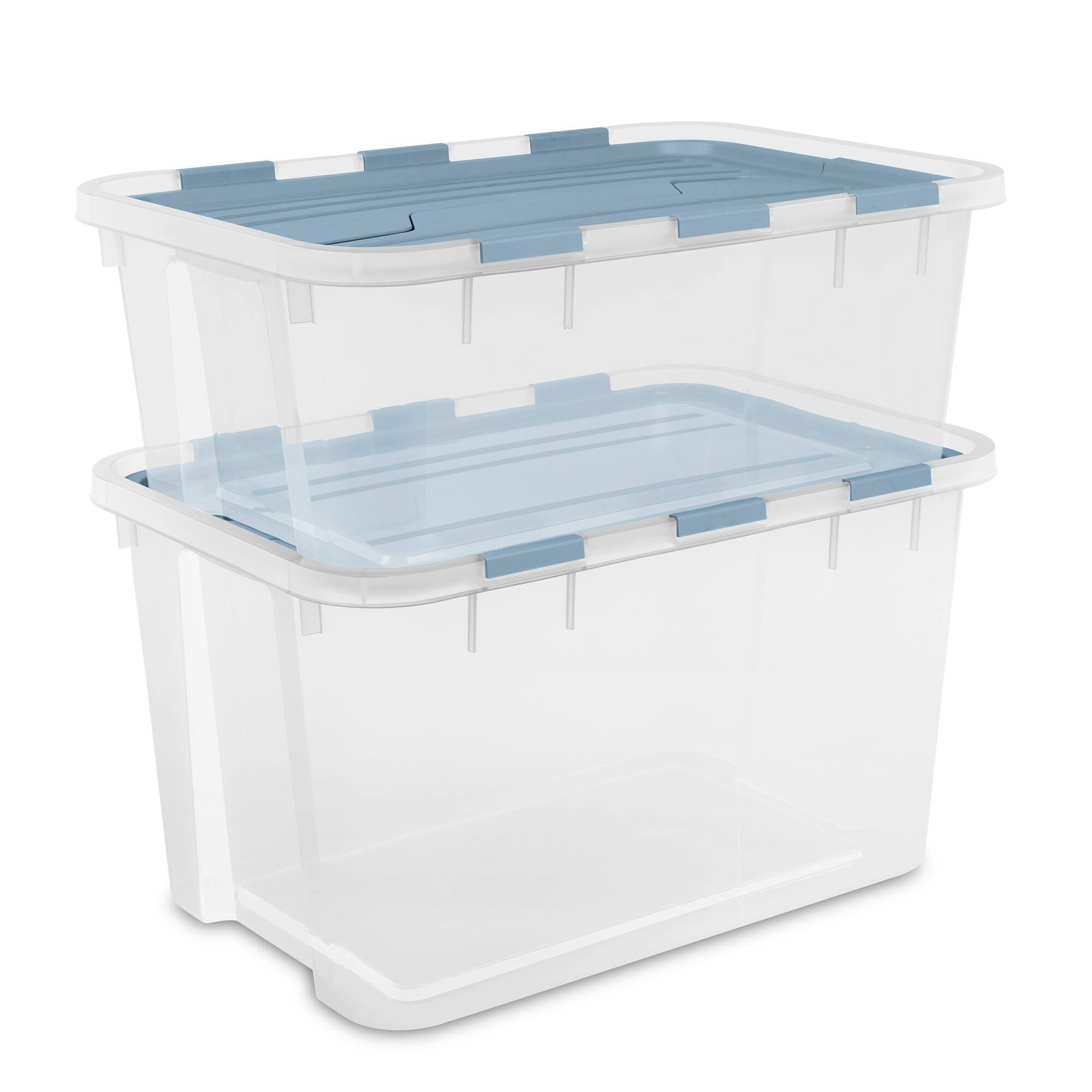 Alt View 8. Sterilite - Sterilite 60 Qt Hinged Lid Storage Box, Plastic Container, Washed Blue, 6 Pack.