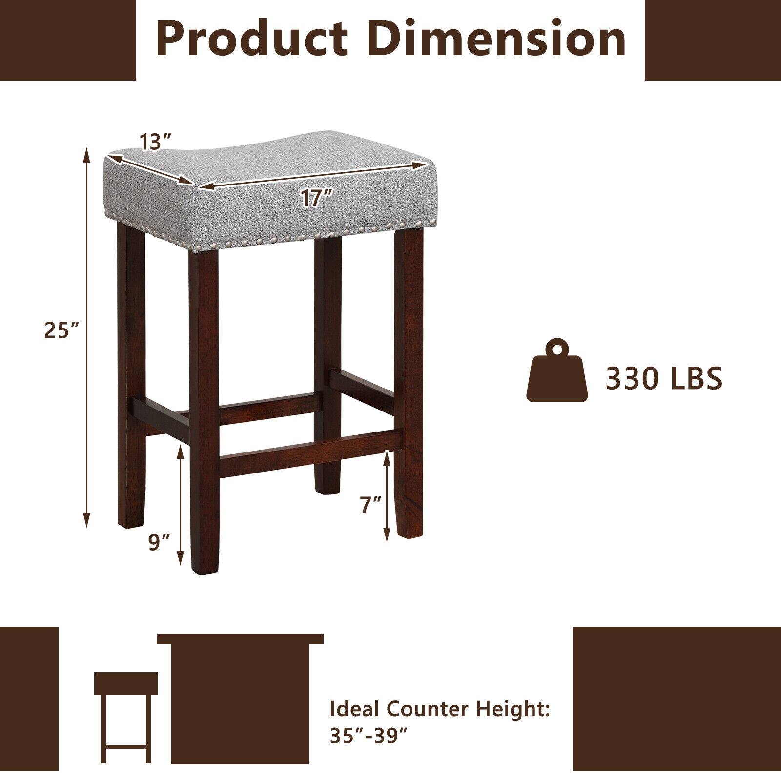 Product Dimension: 13", 17", 25", 7", 9"
Ideal Counter Height: 35"-39"
330 LBS