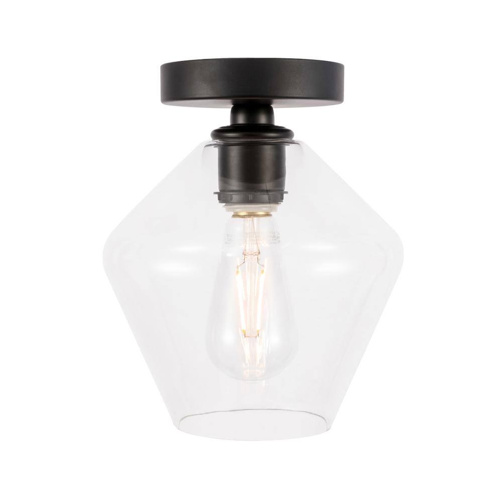 Alt View 10. Living District - Gene 1 light Black and Clear glass Flush mount - Black And Clear Glass.