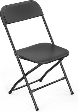 Winado - Portable Plastic Folding Chair, 1PC Commercial Seat with Steel Frame for Indoor Outdoor Wedding Party Picnic Dining - Black