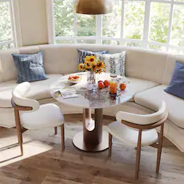POVISON - 32" Modern Bistro Table for Kitchen & Compact Spaces, Glossy Sintered Stone Top with Bronze Metal Base - Pandora