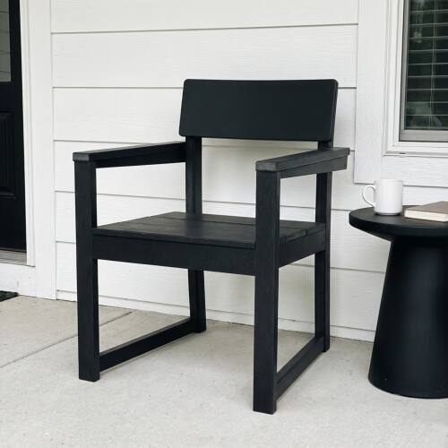 Angle. Anysun - HDPE Outdoor Patio Armchair with Integrated Backrest and Supportive Armrests - Black.