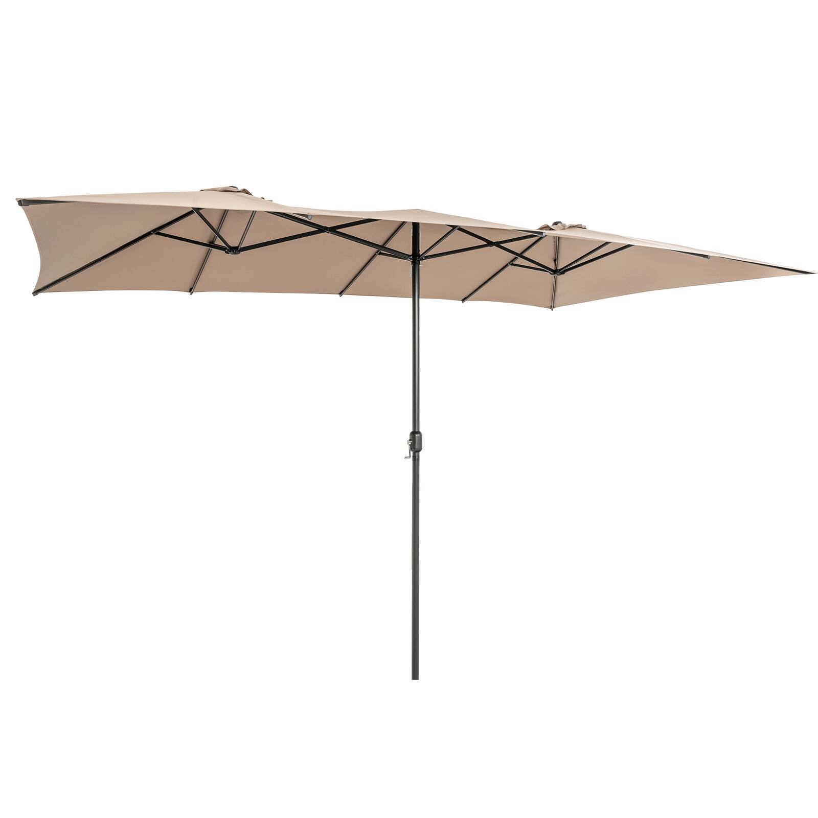 Alt View 1. Gymax - Gymax 15FT Double-Sided Market Umbrella Large Crank Handle Vented Twin Patio Coffee - Coffee.