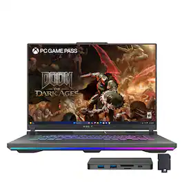 ASUS - ROG Strix G16 16" Gaming Laptop,GeForce RTX 5070,Ryzen 9 8940HX,32GB DDR5,1TB SSD+288GB Dock Set,Backlit,Win11 - Gray