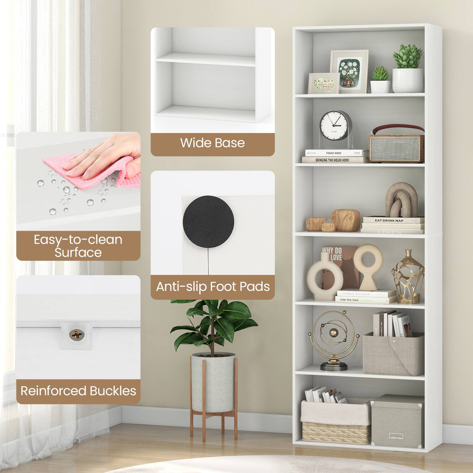 - Wide Base
- Easy-to-clean Surface
- Anti-slip Foot Pads
- Reinforced Buckles