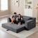 Alt View 3. Meqiodas - 2 in 1 Convertible Folding Couch Bed, Cloud Loveseat Sofa, Corduroy Floor Lounge Sofa for Bedroom Living Room - Grey.