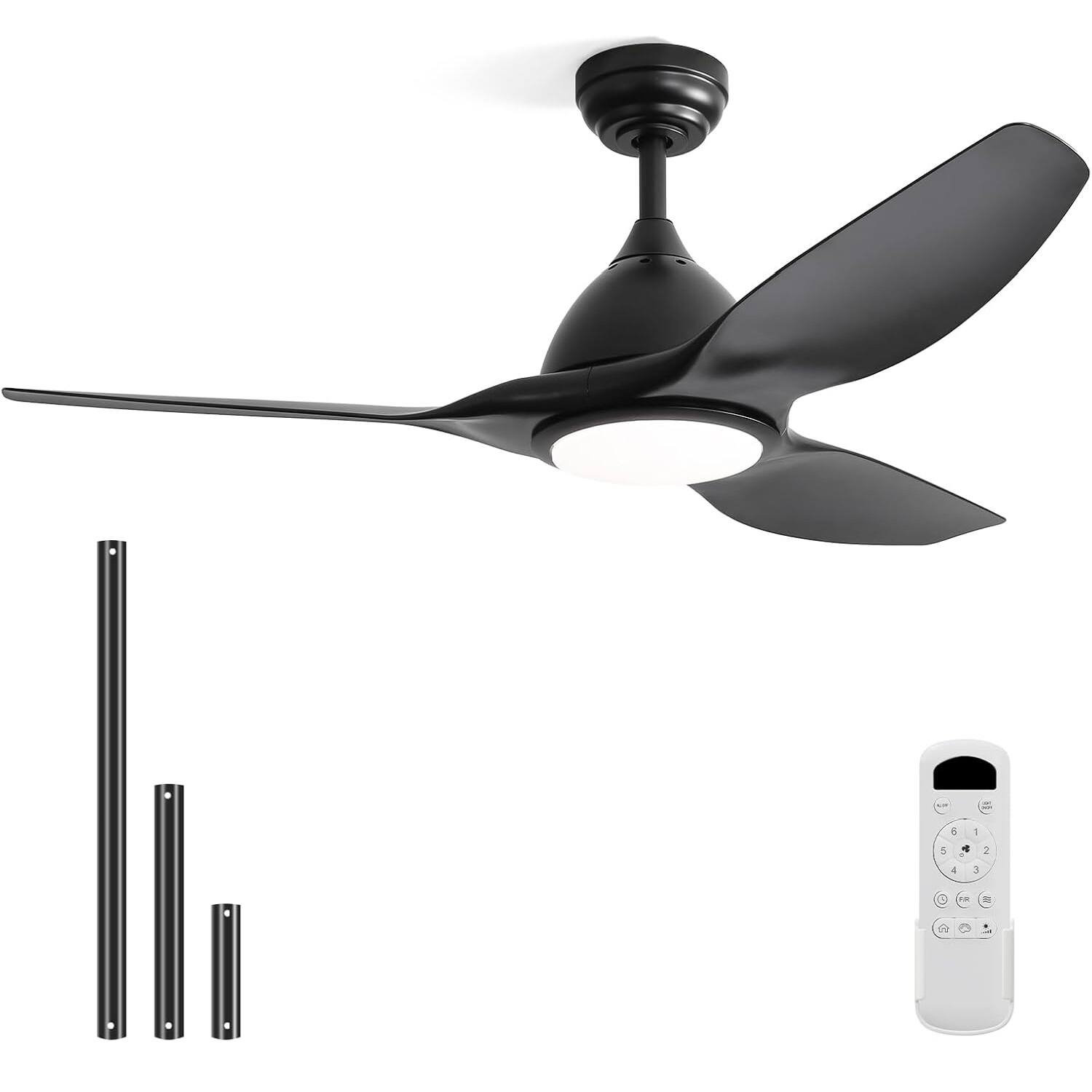 Sofucor - High CFM Quiet DC Motor Modern Ceiling Fan with Light and Remote Control Noiseless 3 CCT for Bedroom Living Room - Black