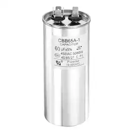 Unique Bargains - 1pc CBB65 Capacitor 60uF 450V Run Round for AC Motor Start HVAC Compressor Generator Air Condenser - Silver