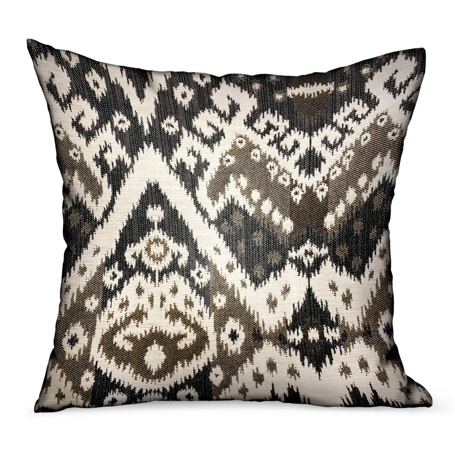 Plutus Brands - Amare Dream Ikat Luxury Outdoor Indoor Throw Pillow Double sided 24" x 24" - Brown