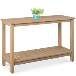 Best Choice Products - 48in 2-Shelf Indoor Outdoor Wooden Console Table Multifunctional Buffet Bar Storage - Taupe