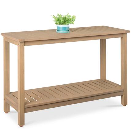 Front. Best Choice Products - Best Choice Products 48in 2-Shelf Indoor Outdoor Wooden Console Table Multifunctional Buffet Bar Storage - Taupe - Taupe.