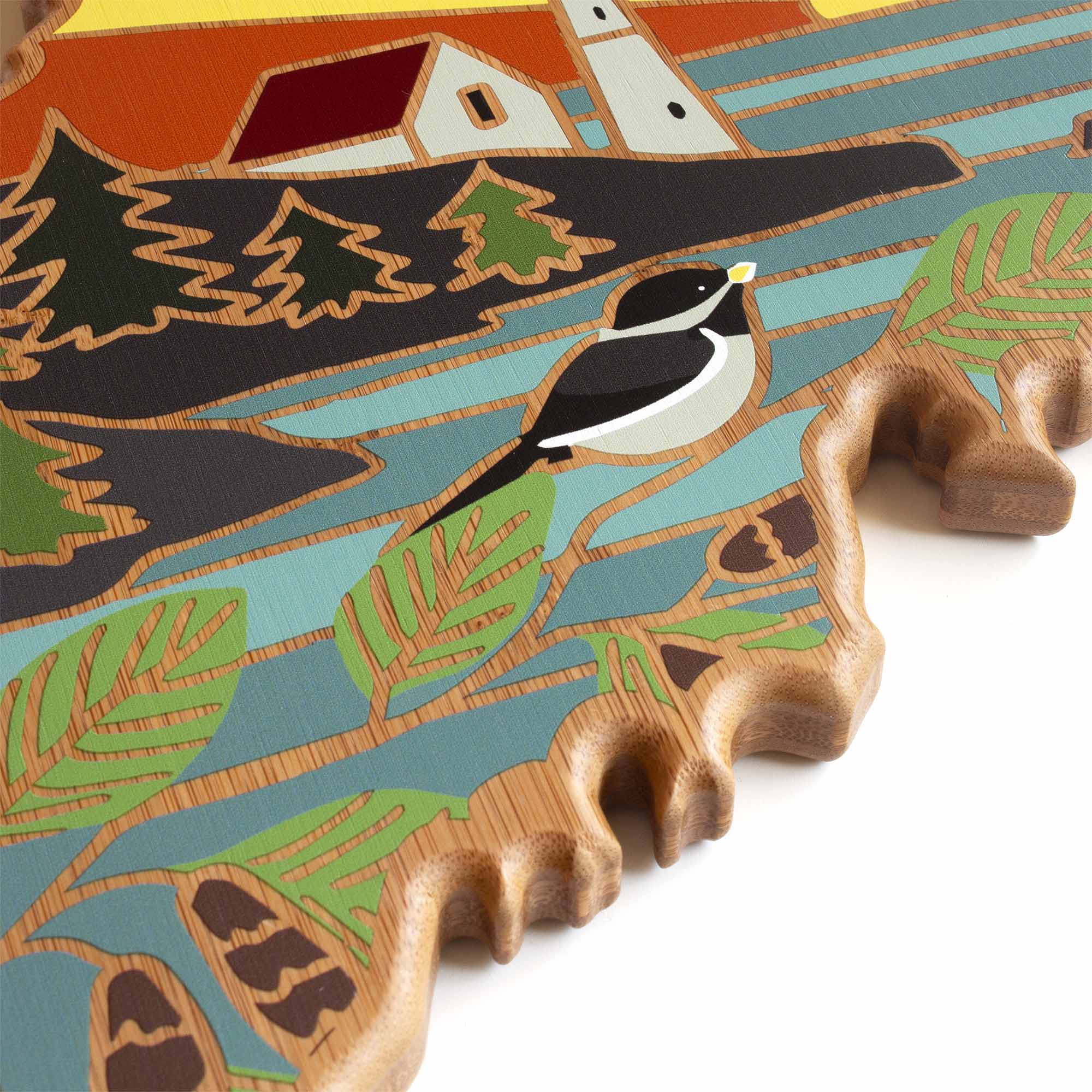 Alt View 2. Totally Bamboo - Maine Cutting Board with Artwork by Summer Stokes.