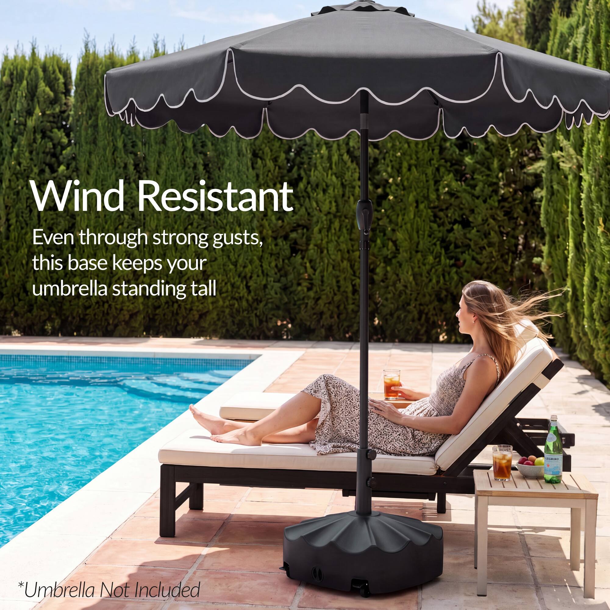 Wind Resistant  
Even through strong gusts, this base keeps your umbrella standing tall  
*Umbrella Not Included