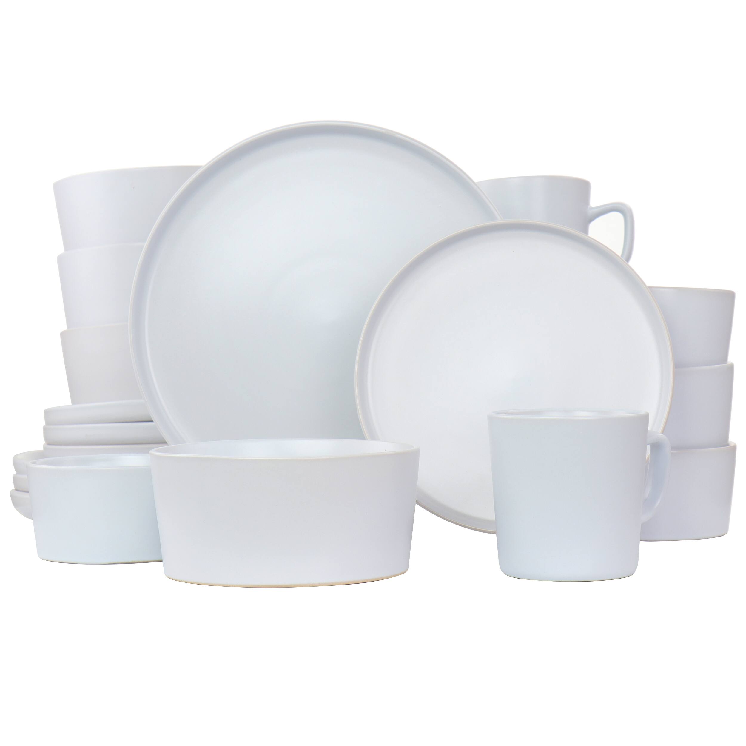 Front. Elama - Elama Luxmatte White 20 Piece Dinnerware Set - White.