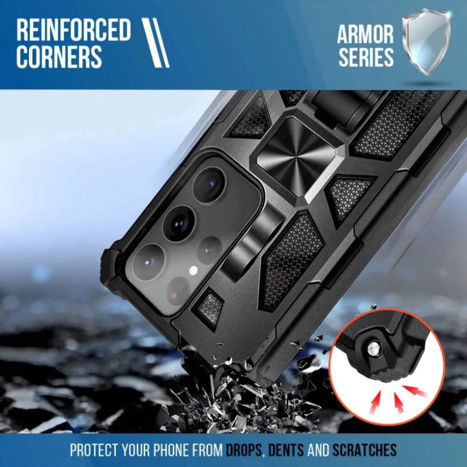REINFORCED CORNERS  
ARMOR SERIES  
PROTECT YOUR PHONE FROM DROPS, DENTS AND SCRATCHES