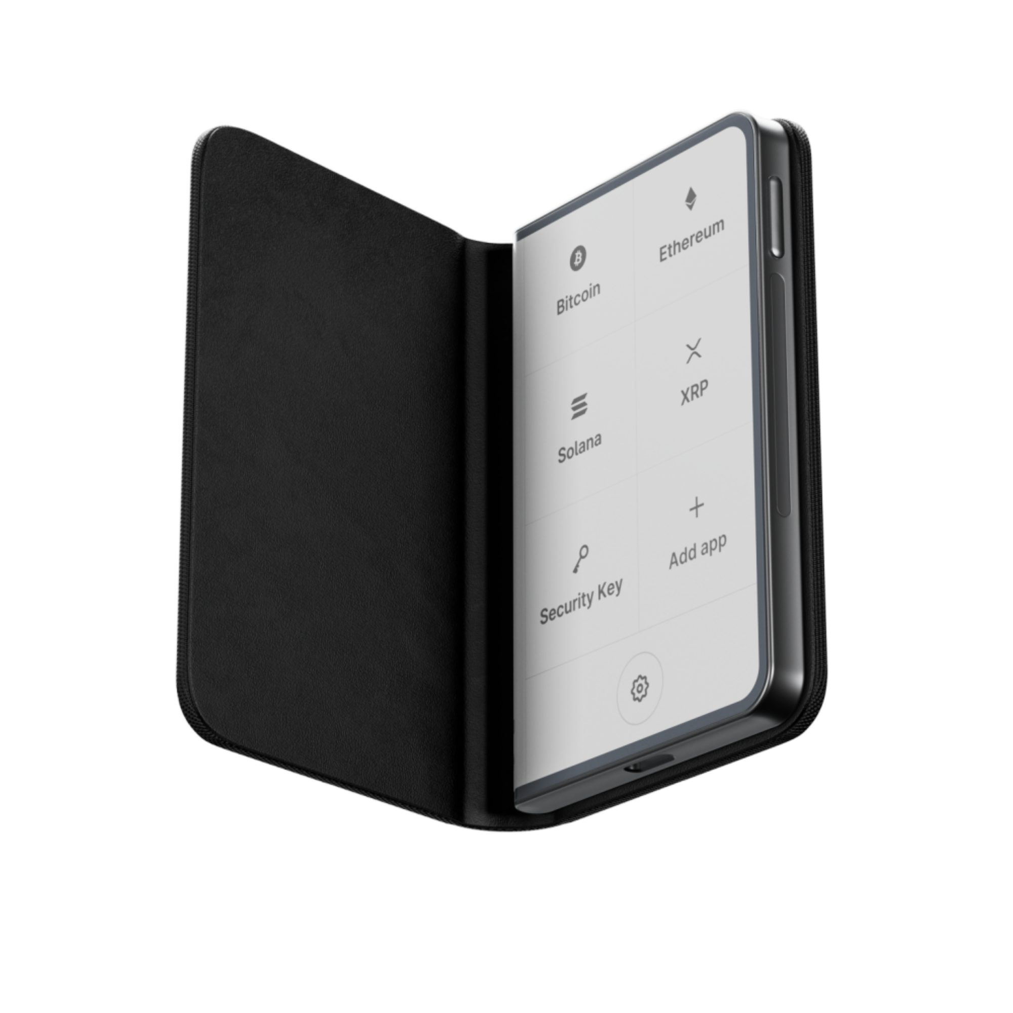 The text in the image is:

- Bitcoin
- Ethereum
- Solana
- XRP
- Security Key
- Add app