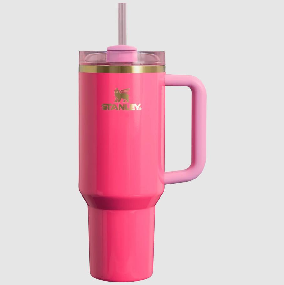 Front. Stanley - Stanley Quencher H2.0 Tumbler with Handle & Straw 40oz Water Bottles - Hot Pink.