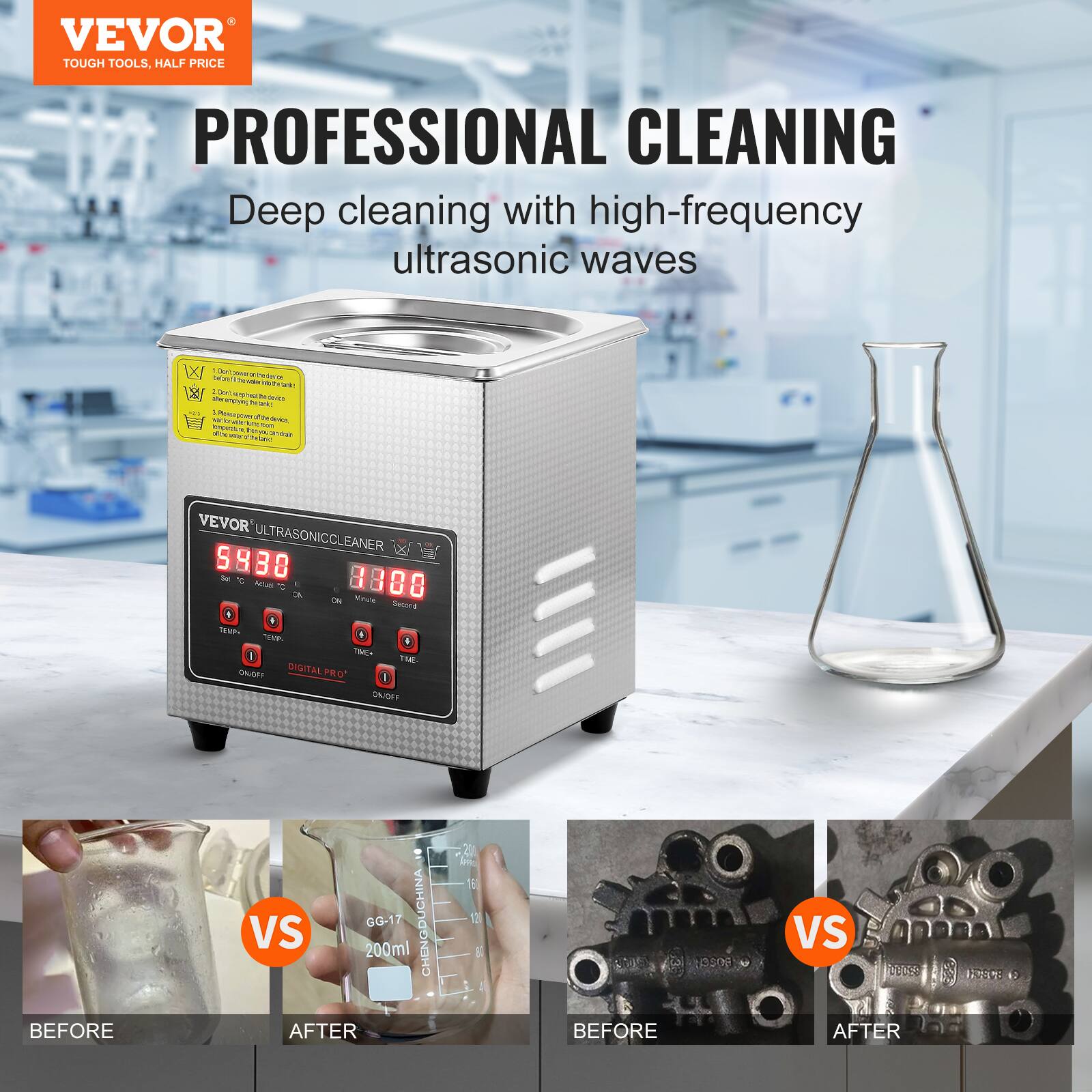 VEVOR TOUGH TOOLS, HALF PRICE PROFESSIONAL CLEANING Deep cleaning with high-frequency ultrasonic waves

VEVOR ULTRASONIC CLEANER 5930 5 4 3 S C I 1800 9 8

DIGITAL PRO SALOES

BEFORE GG-17 CHENGDUCHINA VS 200ml AFTER

BEFORE VS AFTER