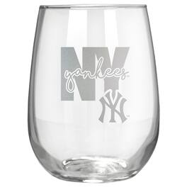 Great American Products - New York Yankees Etched 17oz. City Stemless Wine Glass - Multicolor