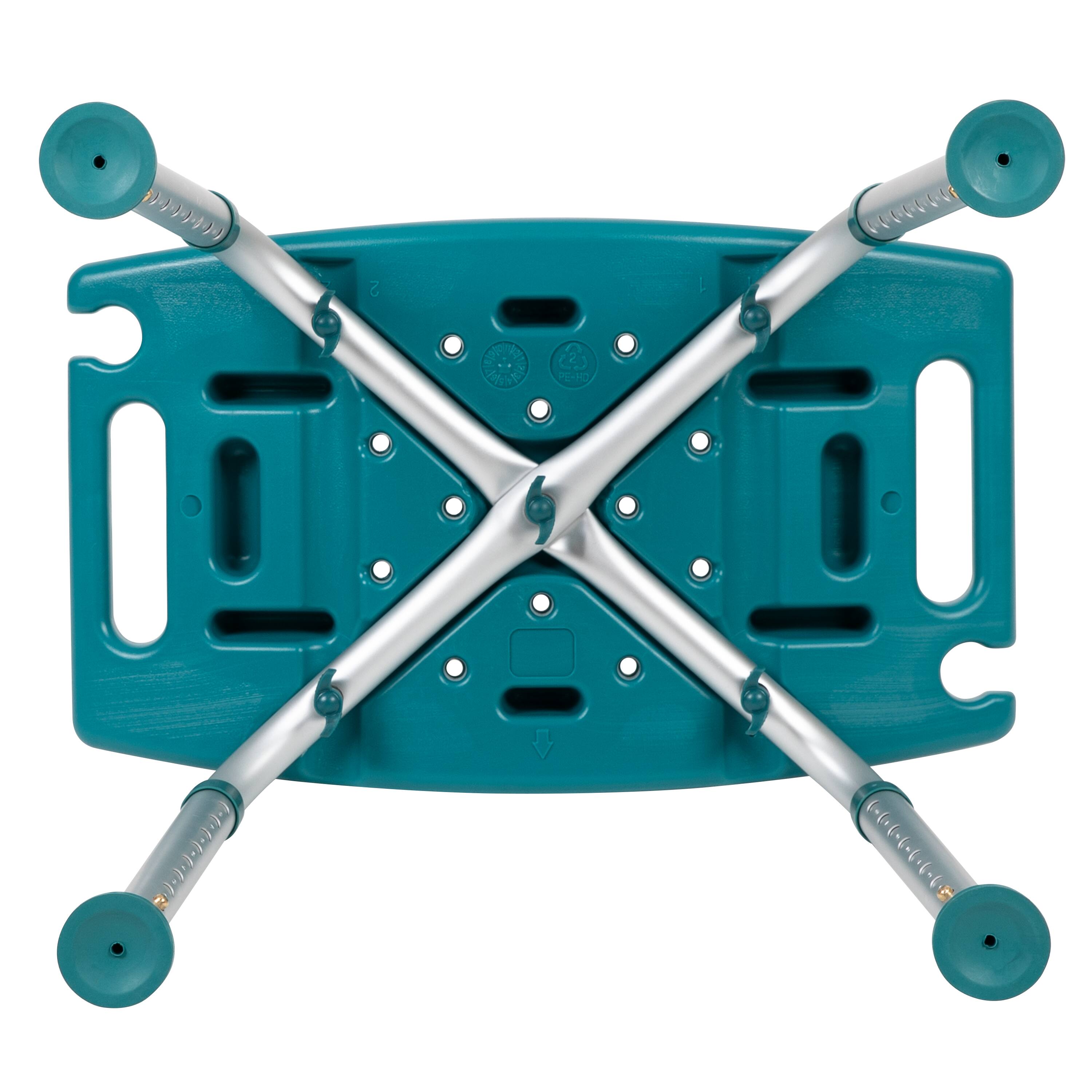 Alt View 9. Emma + Oliver - Tool-Free 300 Lb. Capacity, Adjustable Bath & Shower Chair w/ Non-slip Feet - Teal.