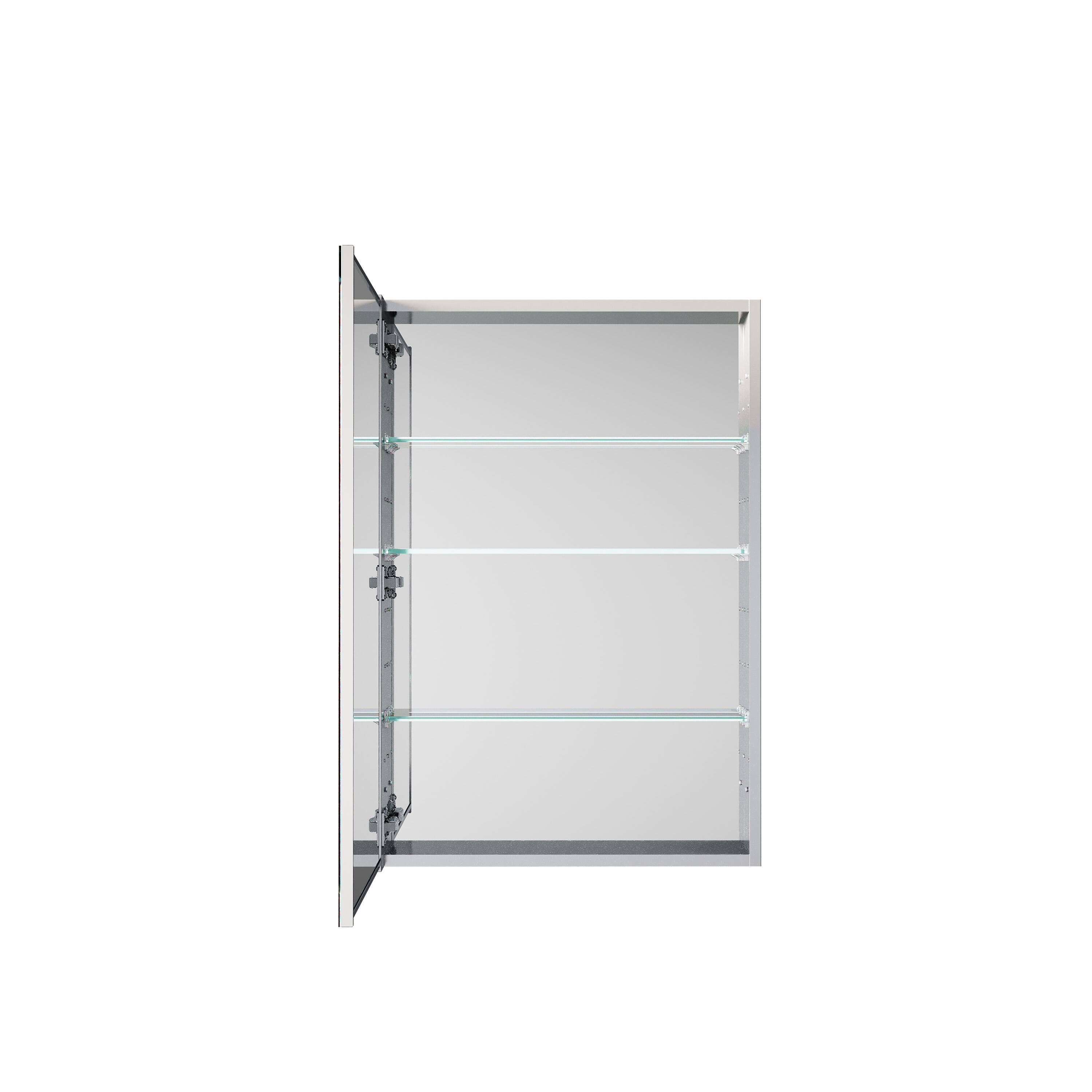 Alt View 10. WELLFOR - 24 in. W x 36 in. H Rectangular Aluminum Tri-View Medicine Cabinet with Mirror, Blum Hinge, Adjustable Shelves - Silver.