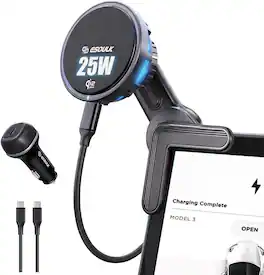 Esoulk - 25W Magnetic Wireless Charger for Tesla Screen with Cooling Fan - Black