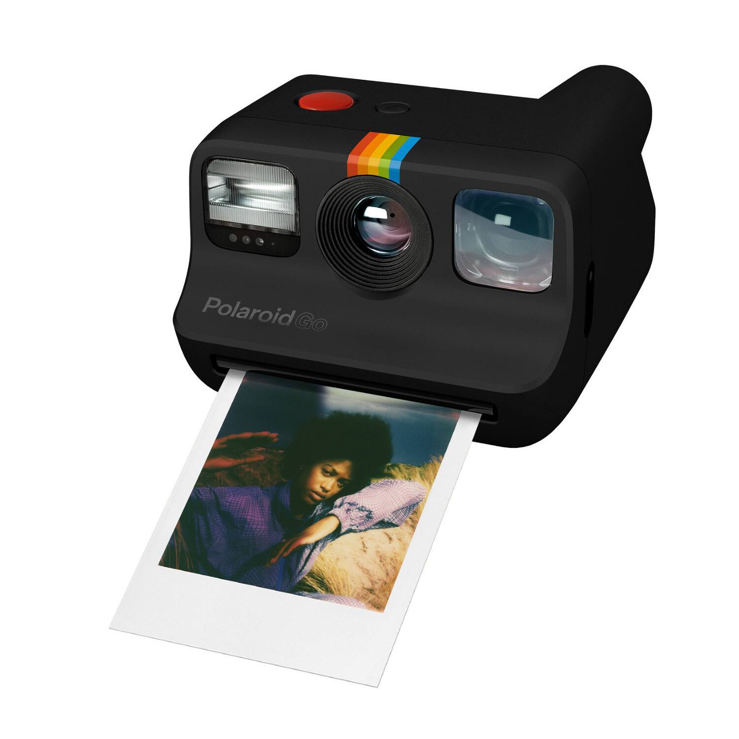 Left. Polaroid Originals - Polaroid Go Instant Camera (Black) with 5 Color Go Film Packs and PhotoBox.