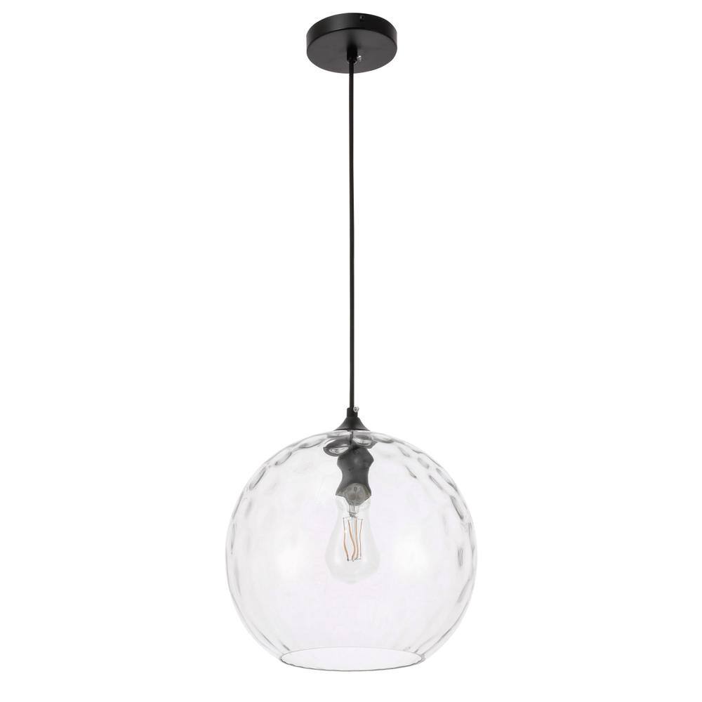 Alt View 10. Living District - Gibson 1 light Black and Clear glass pendant - Black And Clear Glass.