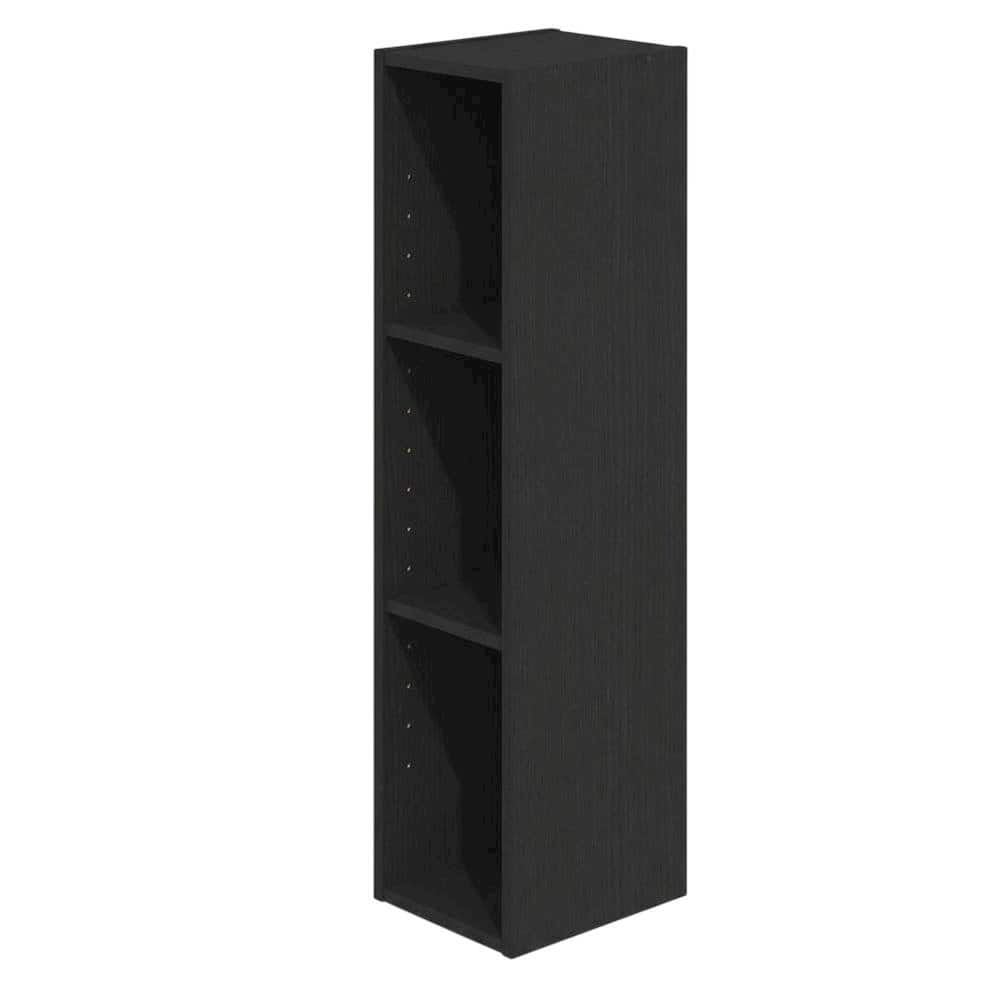 FurniFact - Black wood bookcase with sleek design and sturdy construction - Blackwood