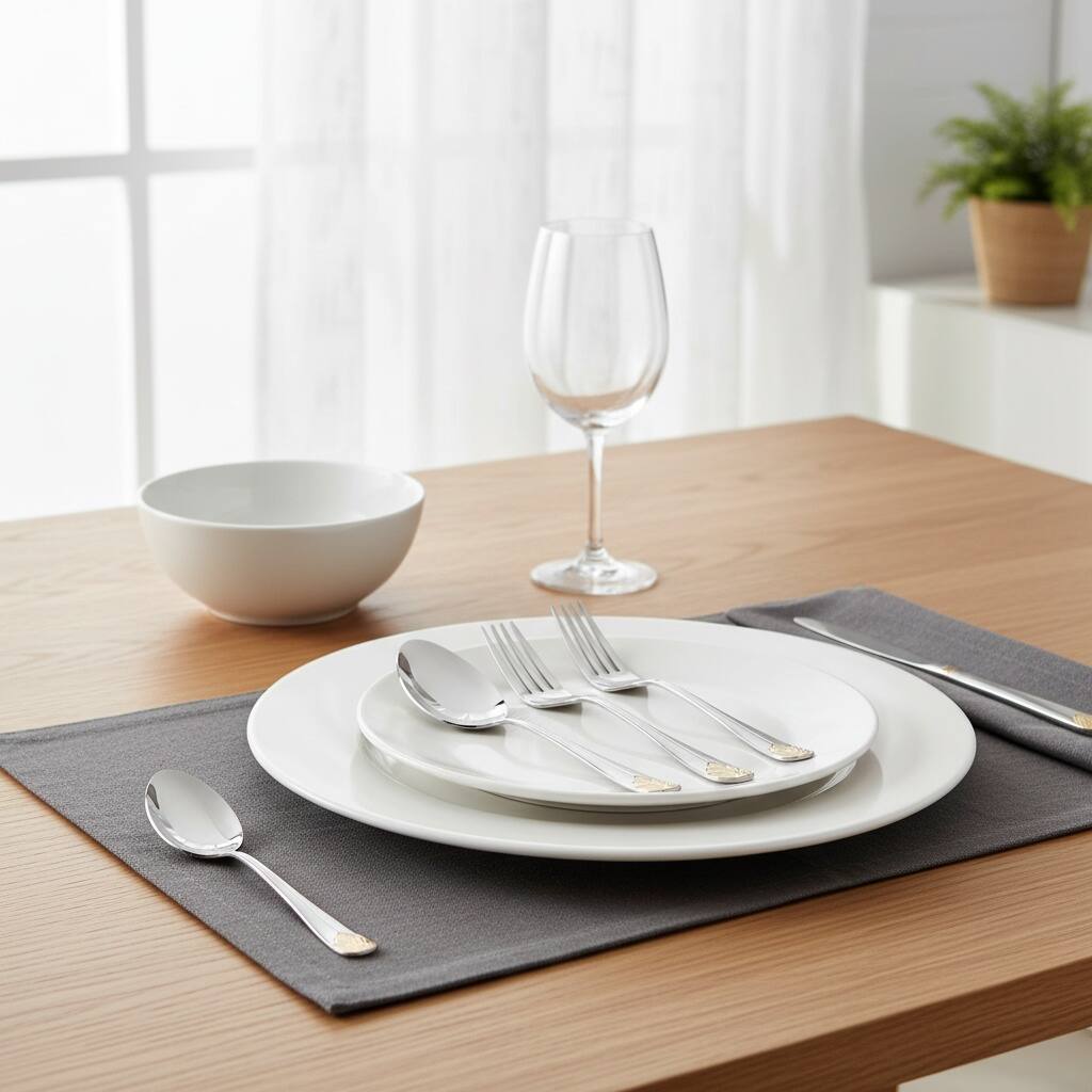 Back. Dazzed Corner - 24 Piece Silverware Set,Flatware Set for 6 - Silver.