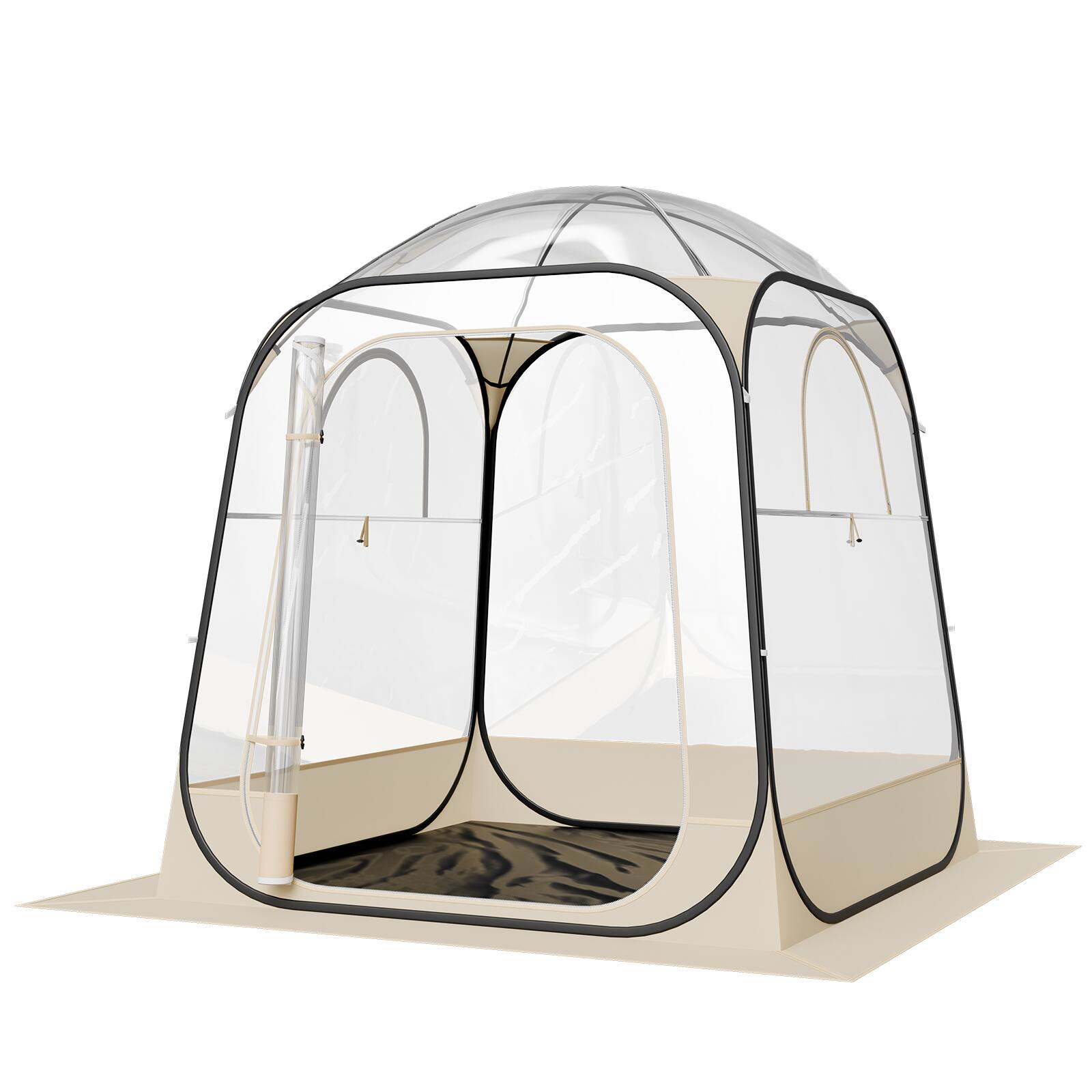 Alt View 5. VEVOR - Pop up Sports Tent, 63x63 in Clear Bubble Tent for 2-4 Persons, Waterproof Outdoor Pod with Floor Mat & Top Cover - Transparent.