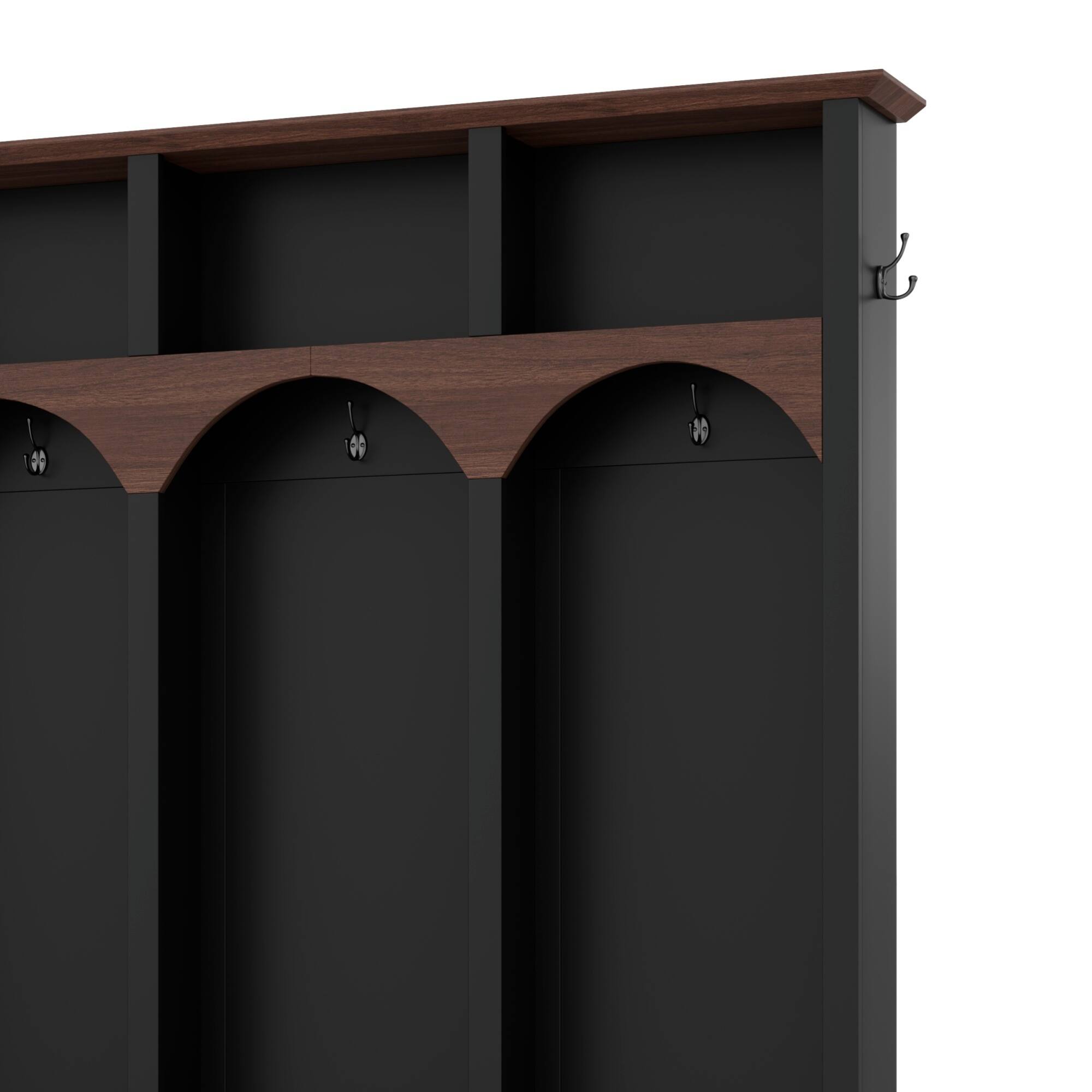 Alt View 6. GOODSILO - Elegant Farmhouse Entryway Hall Tree with Storage Bench and Multiple Hooks for Organized Living Spaces - Black.