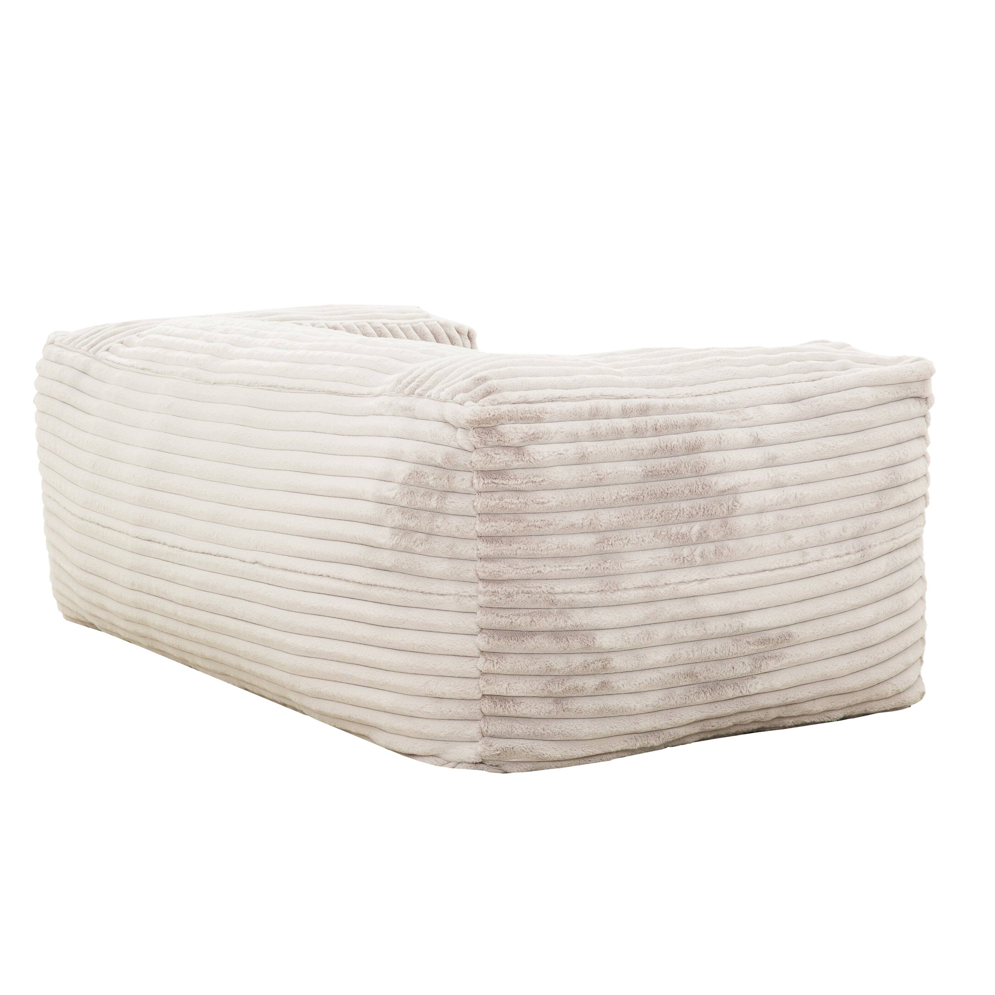 Back. LOVMOR - 71 Inch Corduroy Bean Bag Chairs Memory Foam For Living Room Lounge Bedroom Textured Ribbed Cozy Indoor Lounge - Beige.