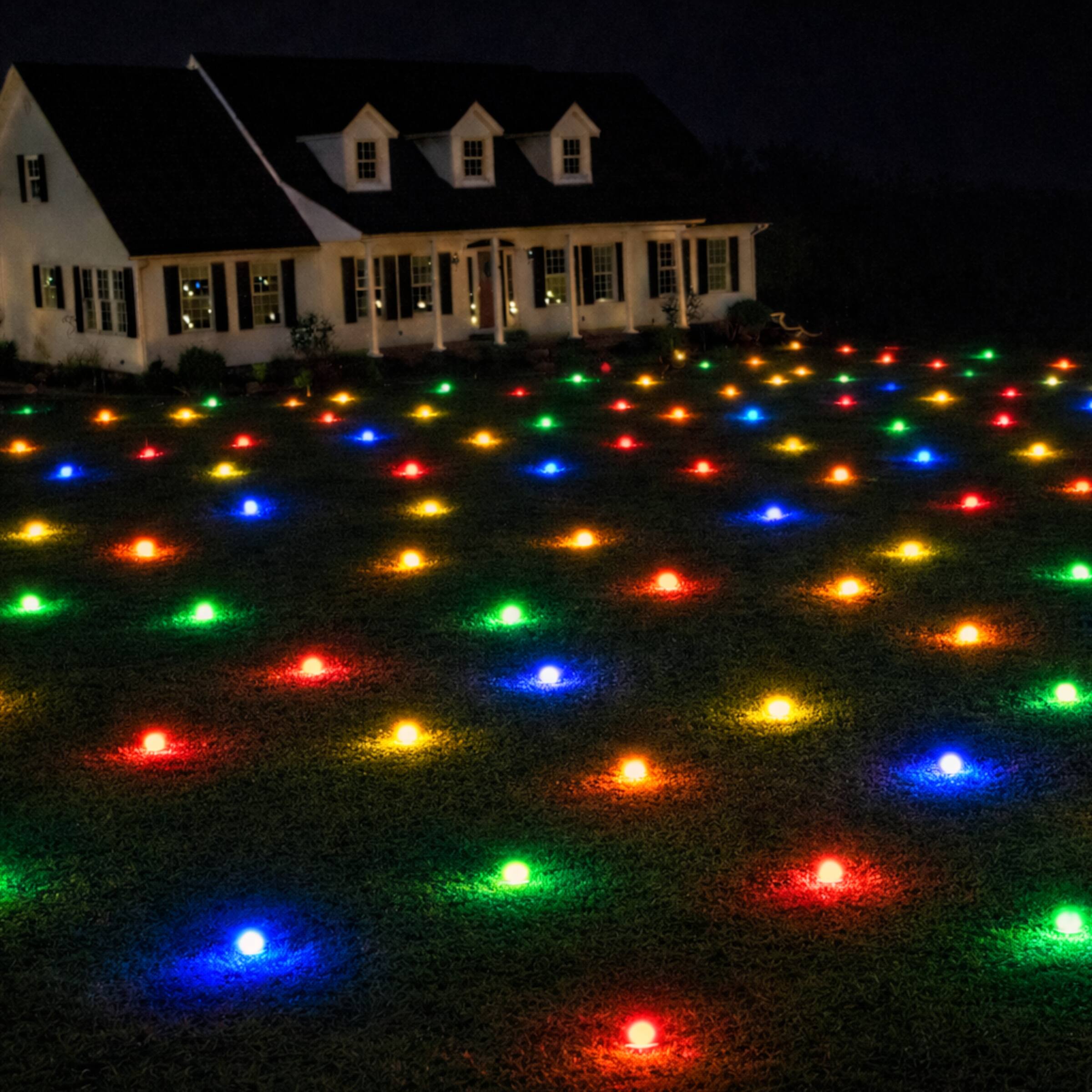 Front. Lawn Lights - Lawn Lights, Covers Entire Lawn, Outdoor LED Christmas String Lights for Yard, Morphing Multicolor, 1864 Square Feet/Set - Morphing Multicolor.