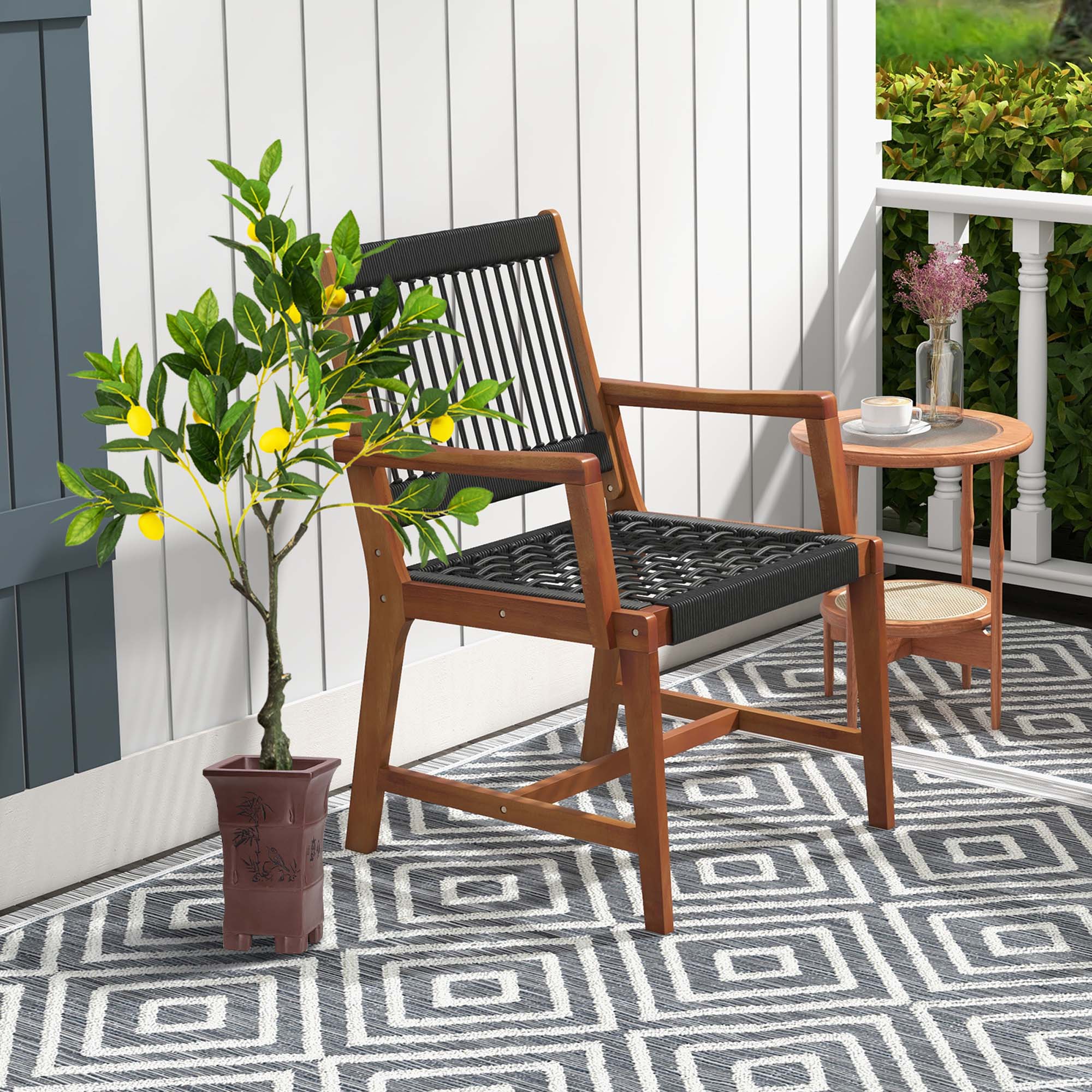 Alt View 4. Costway - Costway 2 PCS 2.6 FT Tall Artificial Lemon Tree with Lemon Fruits, Cement Pot for Porch, Office - Green,Yellow,Black.