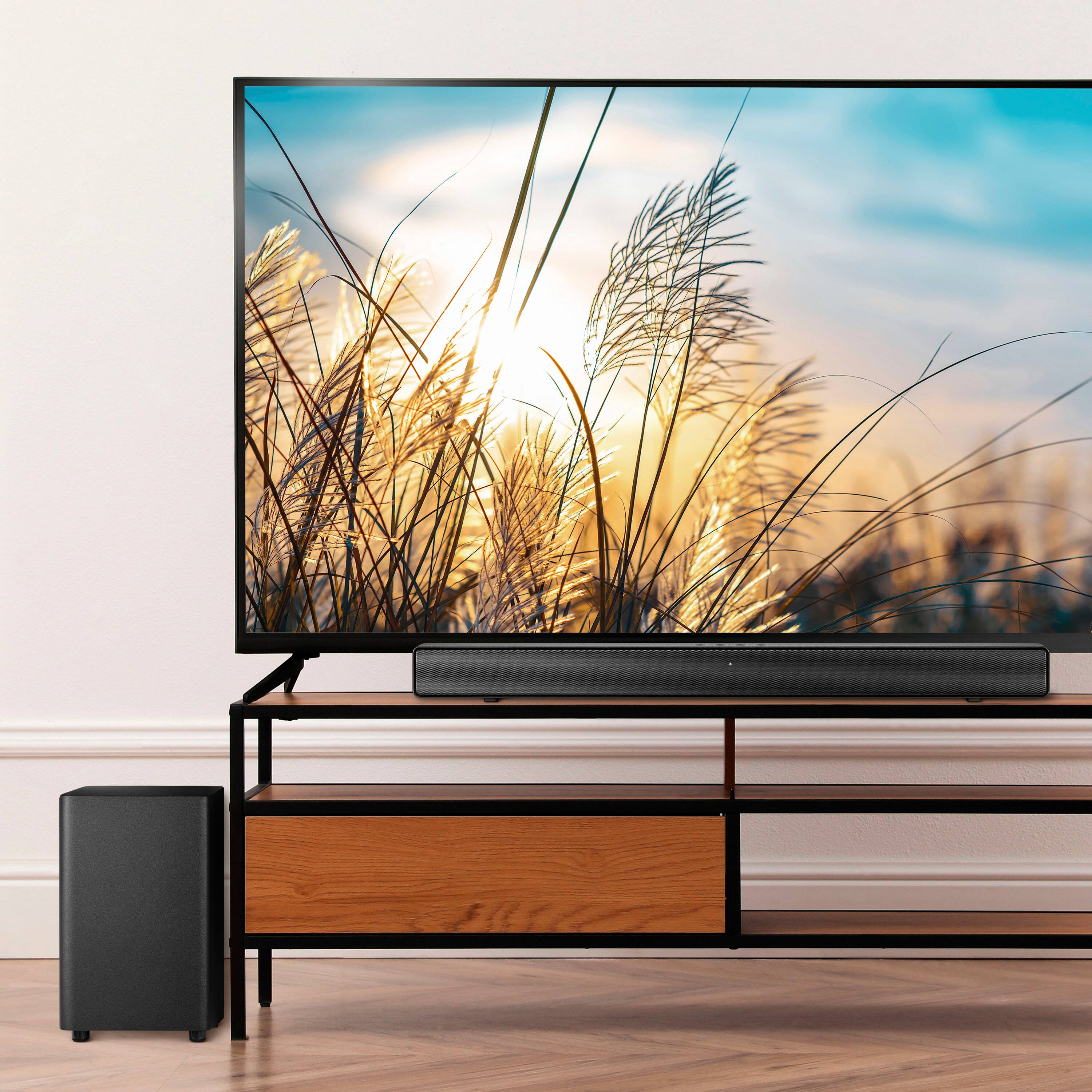 Alt View 3. Insignia™ - 2.1 Channel Soundbar with Wireless Subwoofer, DTS Virtual:X, Bluetooth, and Dialogue Enhancement - Black.